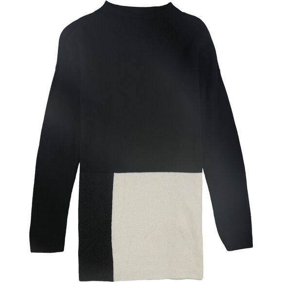 Eileen Fisher Womens Colorblock Knit Sweater, Black, NWT